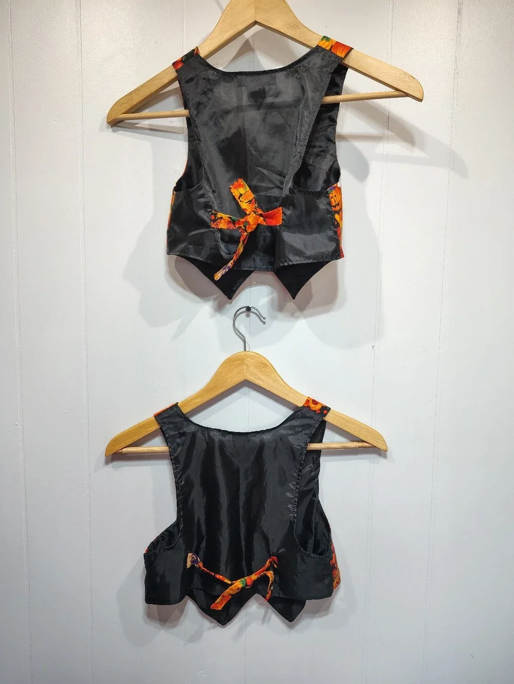 Vintage Saddle River Kids Halloween Pumpkin Vest Bundle Matching Sibling Set M L